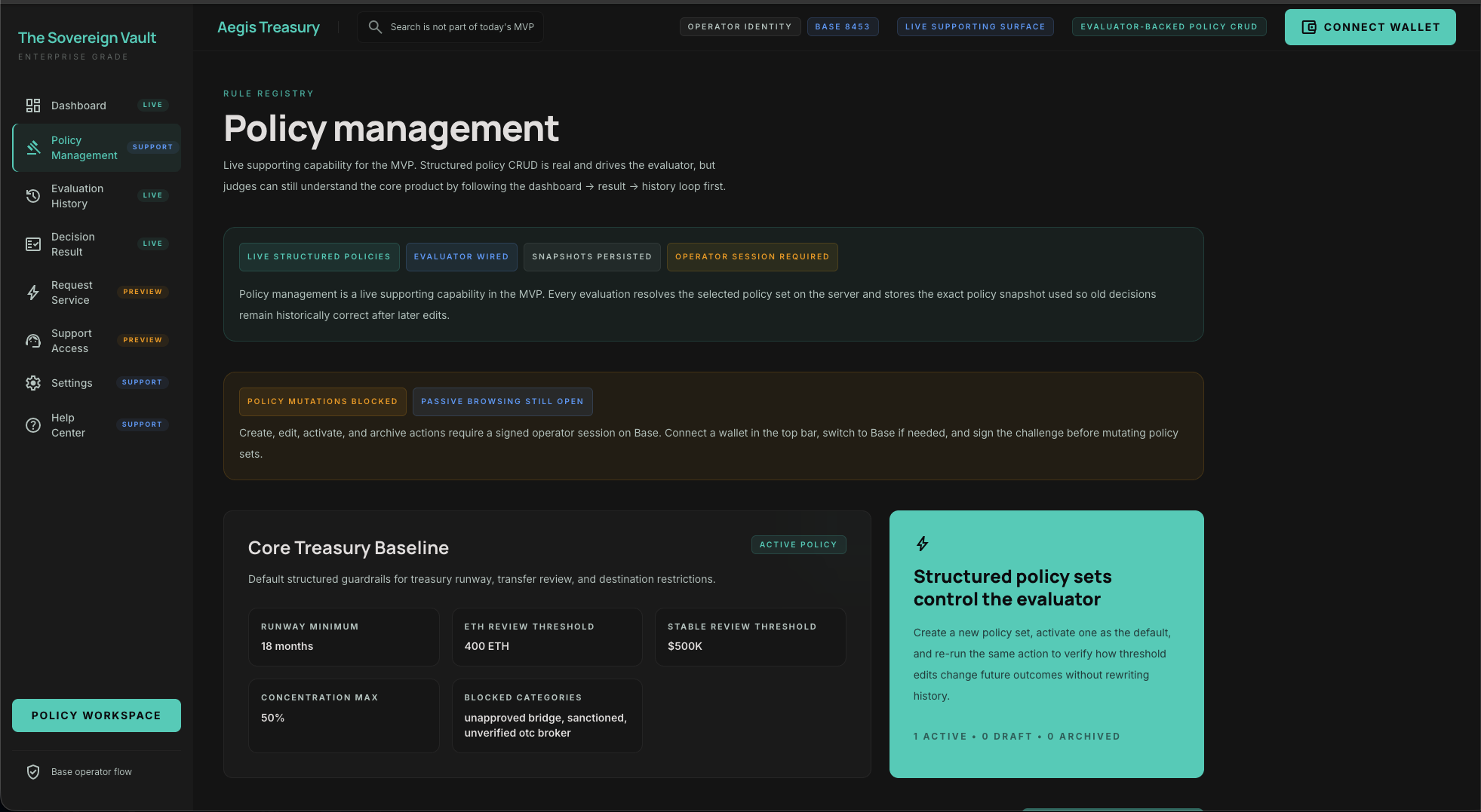 Aegis Treasury Guardrails screenshot 3