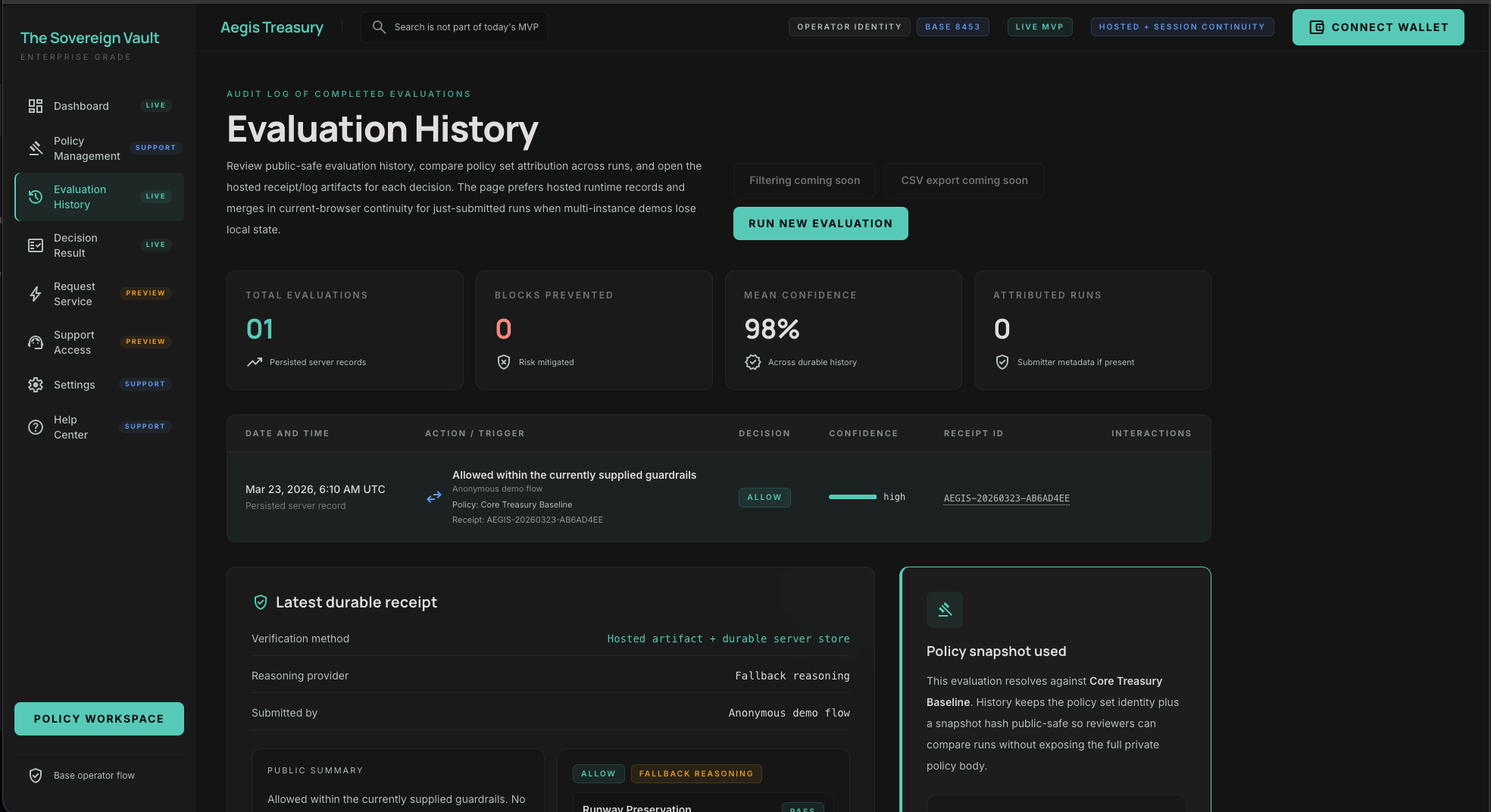 Aegis Treasury Guardrails screenshot 4